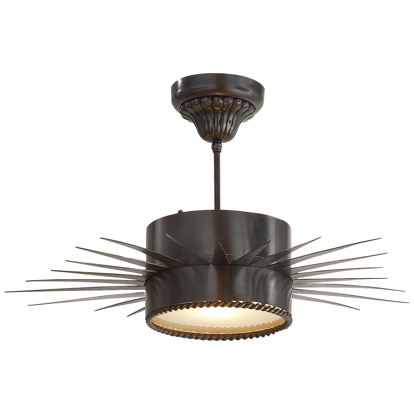 Soleil Medium Semi-Flush in Bronze with Frosted Glass