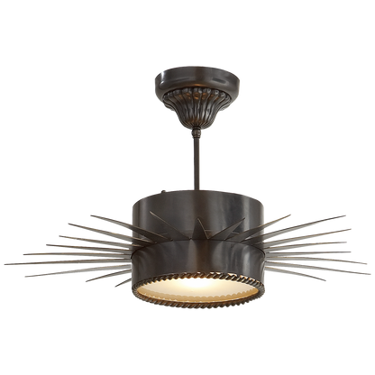 Soleil Medium Semi-Flush in Bronze with Frosted Glass