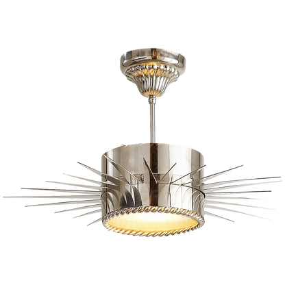 Soleil Medium Semi-Flush in Polished Nickel with Frosted Glass