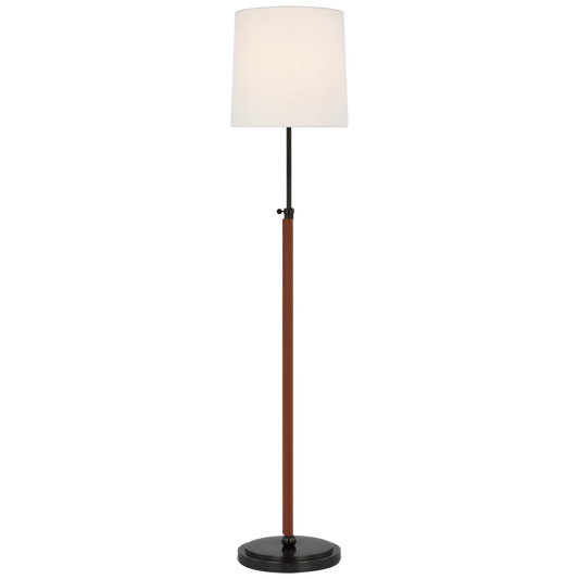 Bryant Wrapped Floor Lamp in Bronze and Saddle Leather with Linen Shade