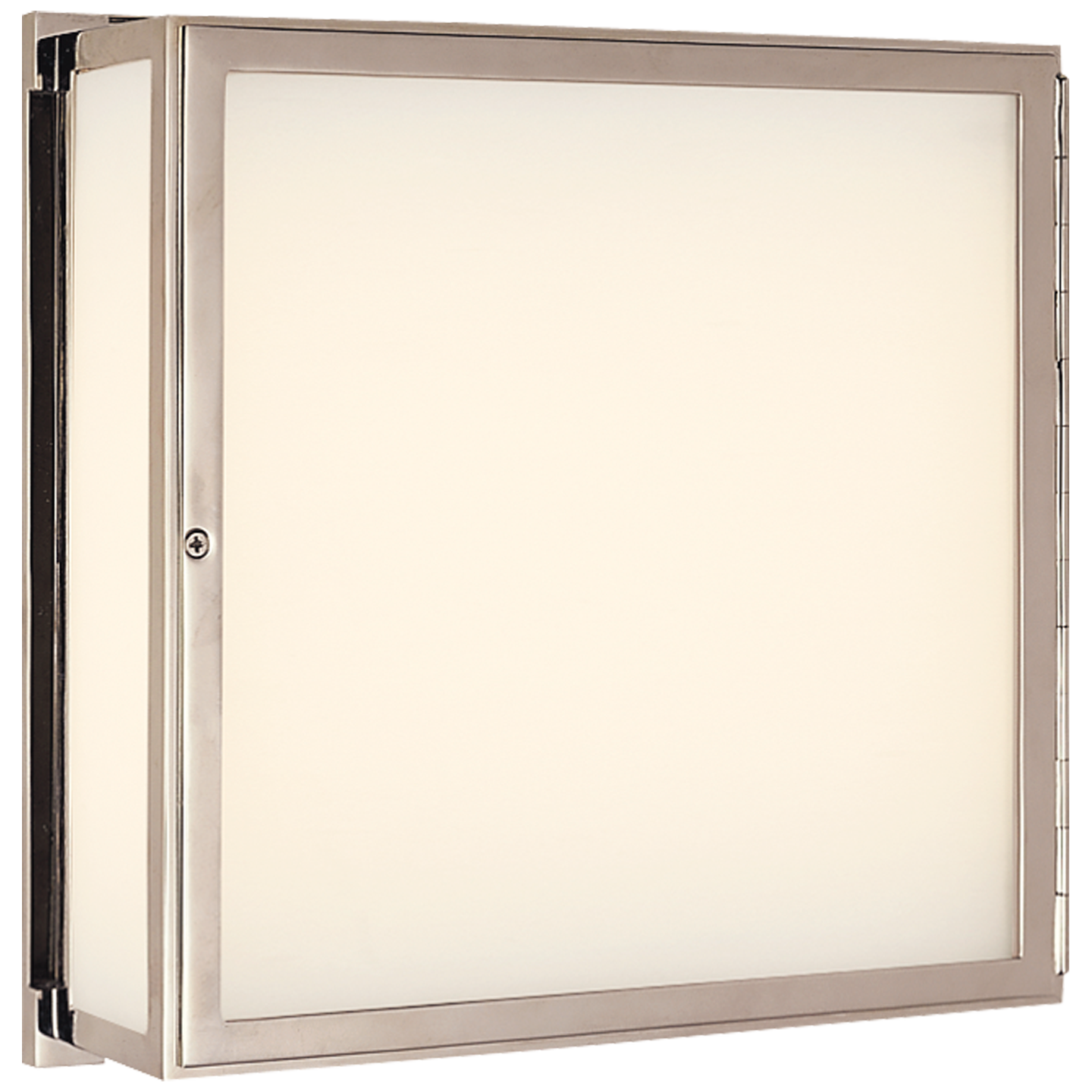 Mercer Square Box Light in Polished Nickel with White Glass