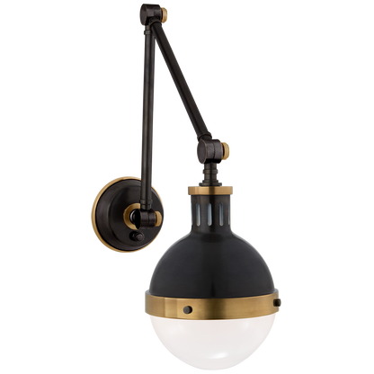Hicks Library Light in Bronze and Hand-Rubbed Antique Brass with White Glass