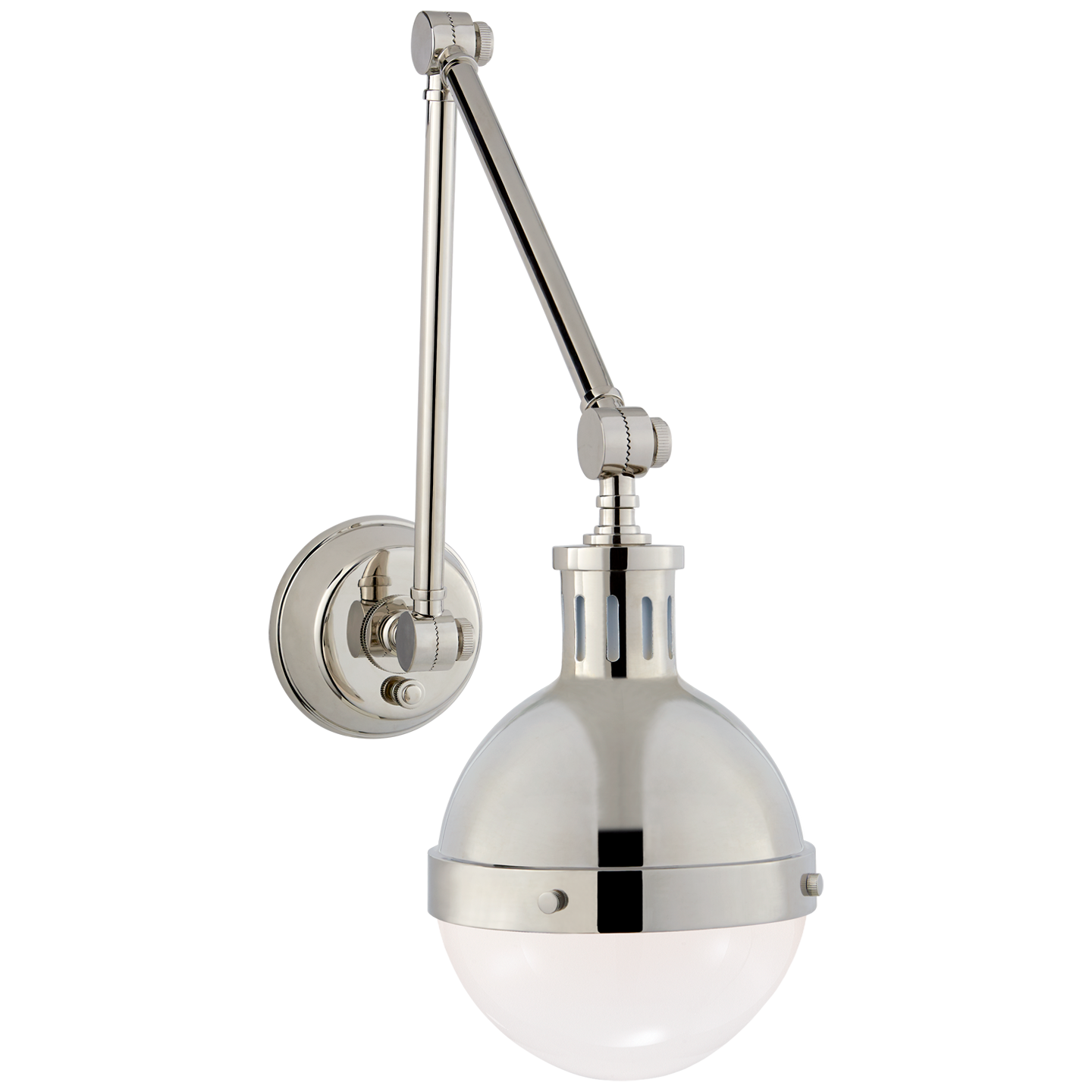 Hicks Library Light in Polished Nickel with White Glass