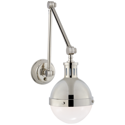 Hicks Library Light in Polished Nickel with White Glass