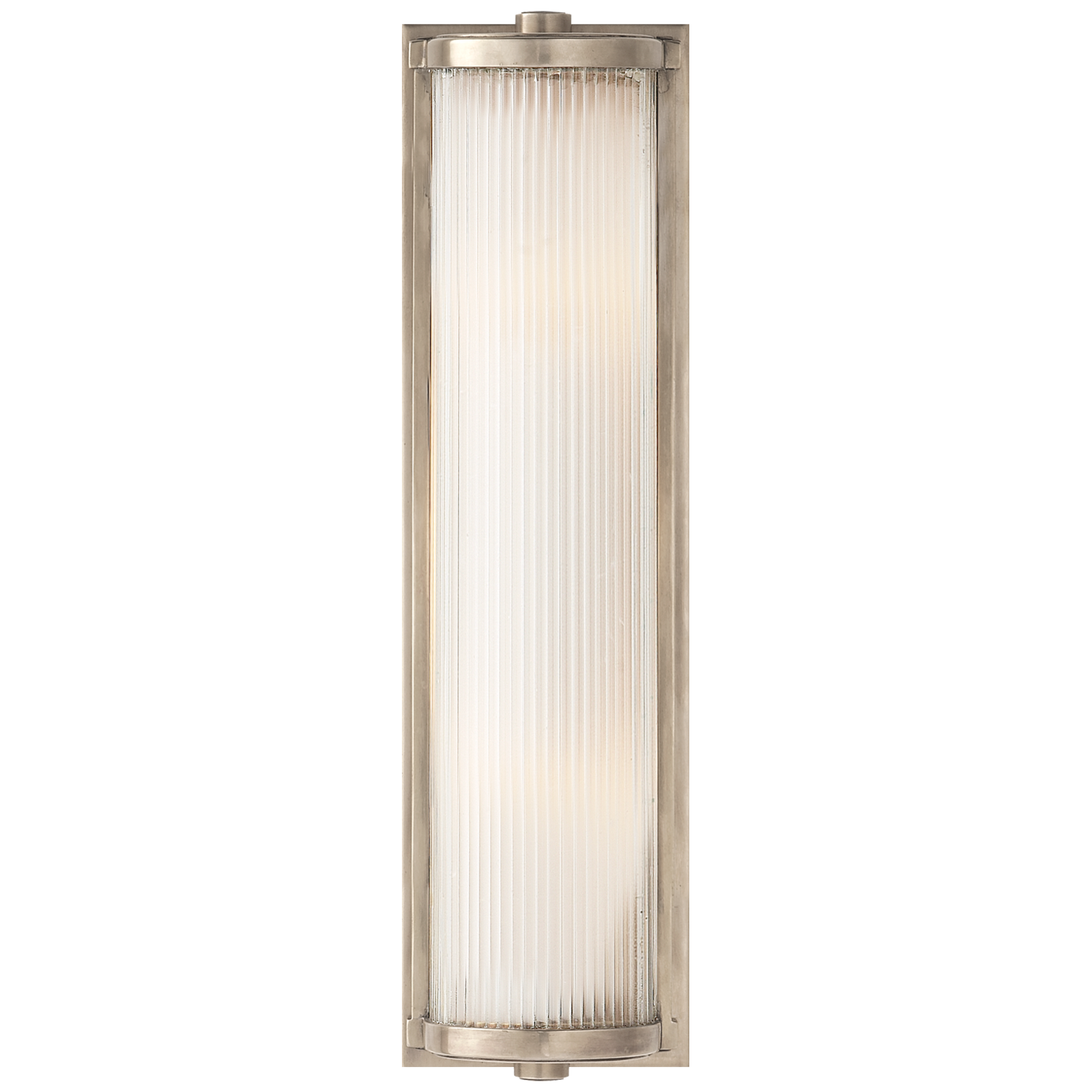 Dresser Long Glass Rod Light in Antique Nickel with Frosted Glass Liner