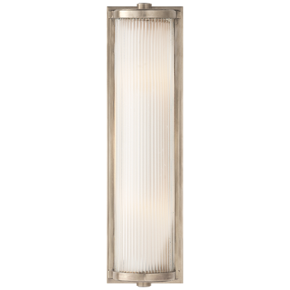 Dresser Long Glass Rod Light in Antique Nickel with Frosted Glass Liner