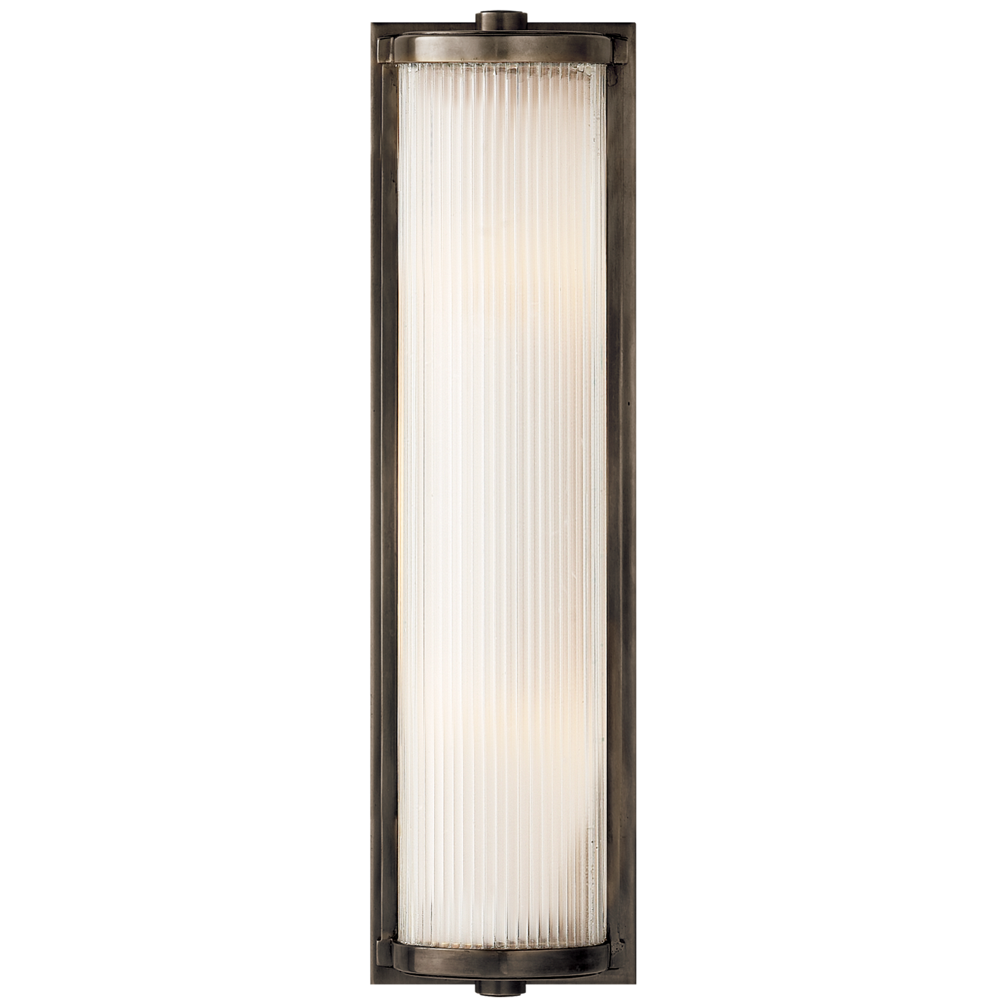 Dresser Long Glass Rod Light in Bronze with Frosted Glass Liner