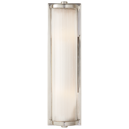 Dresser Long Glass Rod Light in Polished Nickel with Frosted Glass Liner