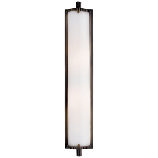 Calliope Tall Bath Light in Bronze with White Glass