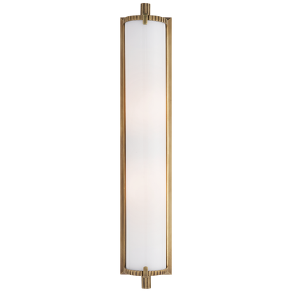 Calliope Tall Bath Light in Hand-Rubbed Antique Brass with White Glass