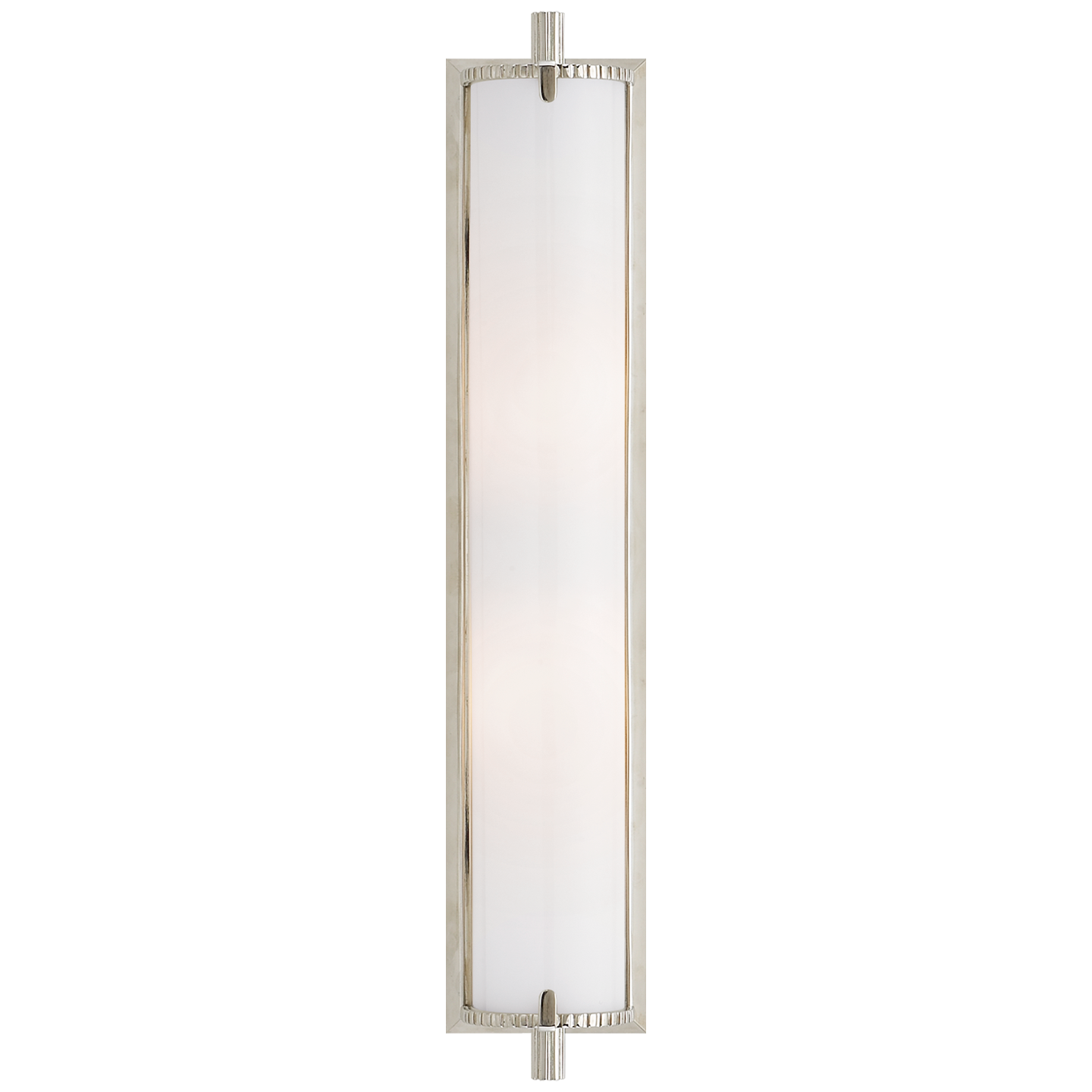 Calliope Tall Bath Light in Polished Nickel with White Glass