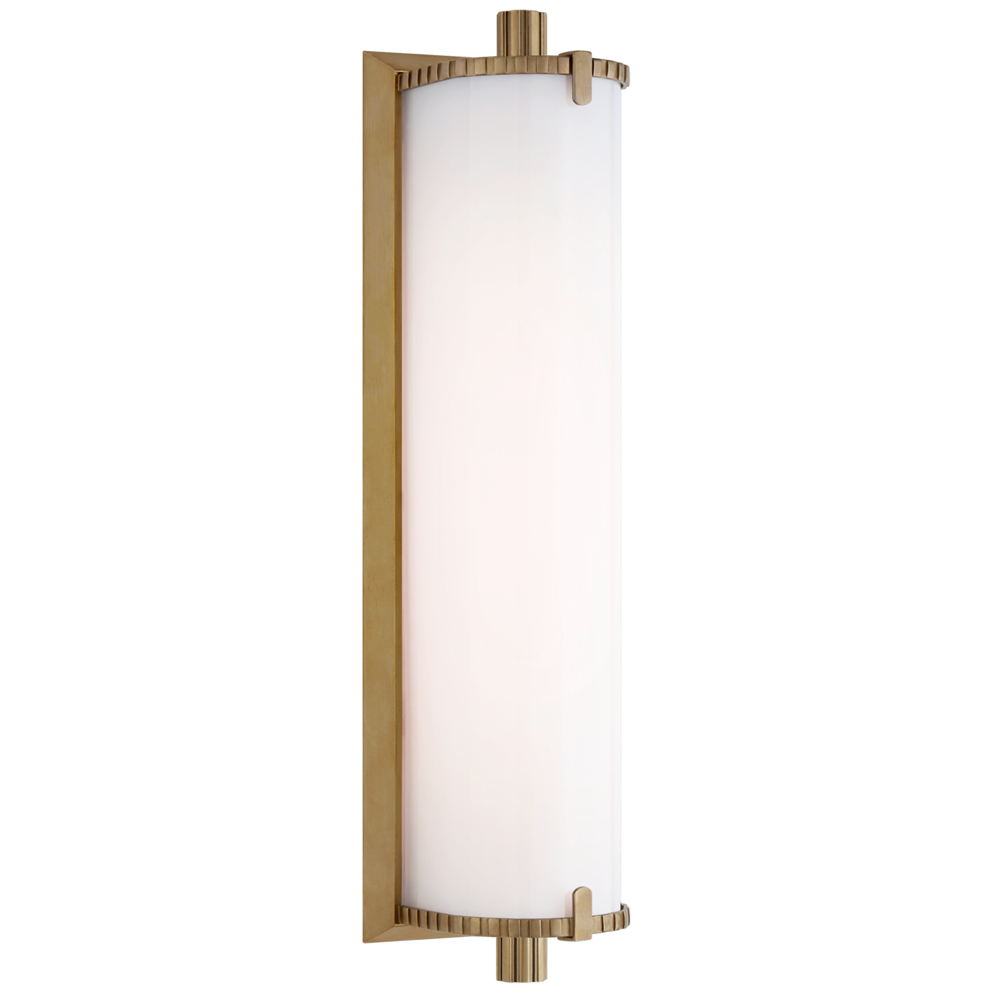 Calliope Medium Bath Light in Hand-Rubbed Antique Brass with White Glass