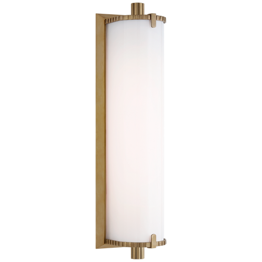 Calliope Medium Bath Light in Hand-Rubbed Antique Brass with White Glass