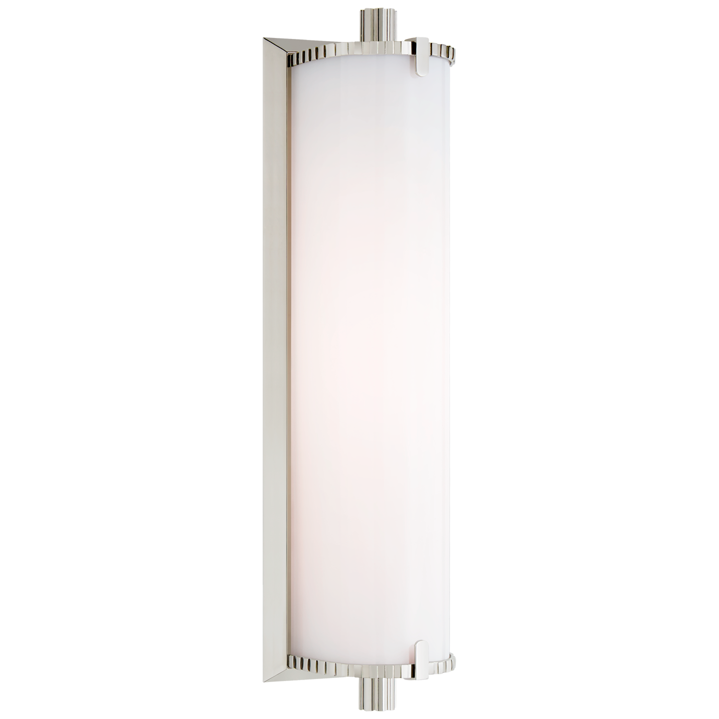 Calliope Medium Bath Light in Polished Nickel with White Glass
