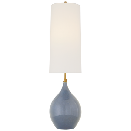 Loren Large Table Lamp in Polar Blue Crackle with Linen Shade