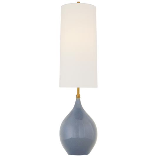 Loren Large Table Lamp in Polar Blue Crackle with Linen Shade