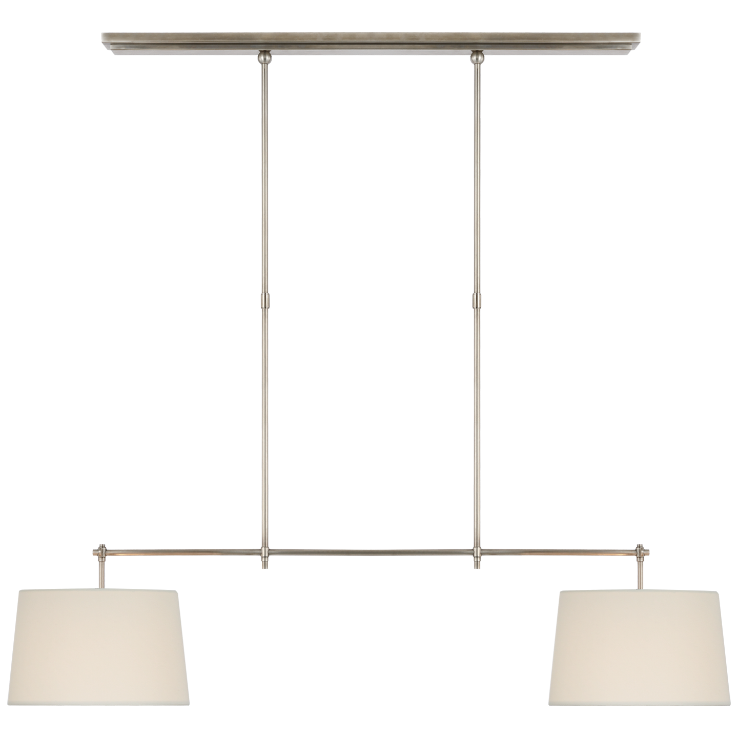 Bryant Medium Billiard in Antique Nickel with Linen Shades