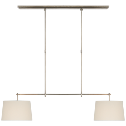 Bryant Medium Billiard in Antique Nickel with Linen Shades