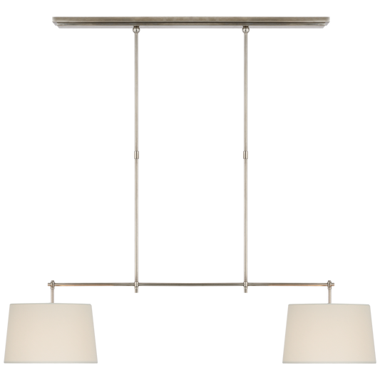 Bryant Medium Billiard in Antique Nickel with Linen Shades