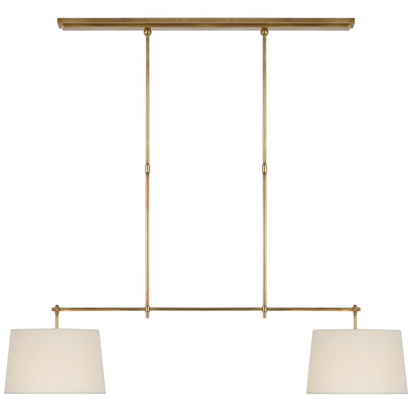 Bryant Medium Billiard in Hand-Rubbed Antique Brass with Linen Shades