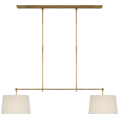 Bryant Medium Billiard in Hand-Rubbed Antique Brass with Linen Shades