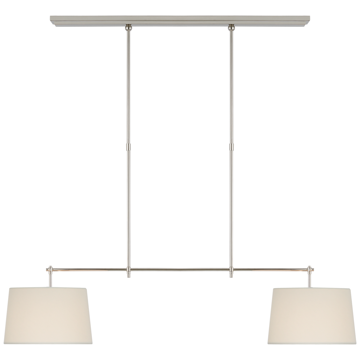 Bryant Medium Billiard in Polished Nickel with Linen Shades