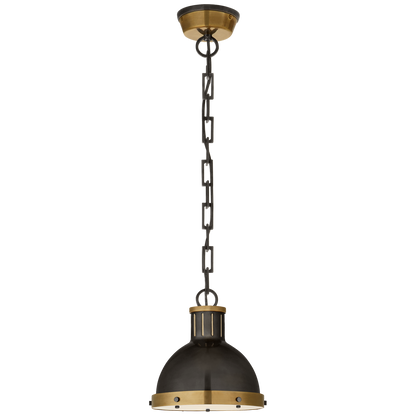 Hicks Small Pendant in Bronze and Hand-Rubbed Antique Brass with Acrylic Diffuser