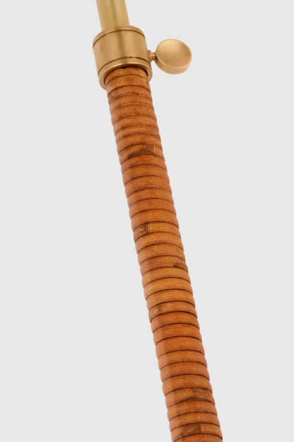 Basden 30" Adjustable Buffet Lamp in Antique-Burnished Brass and Natural Rattan with Linen Shade